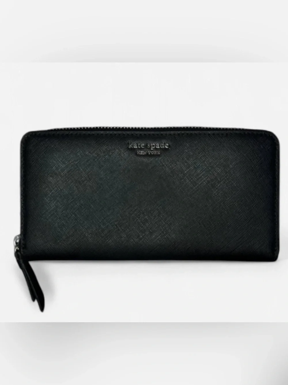 kate spade Black Textured Leather Zip Wallet